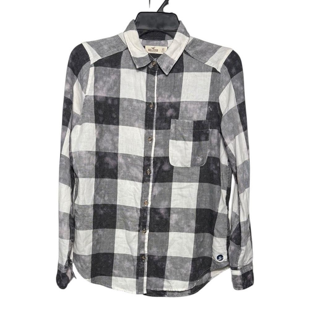Hollister Women's Distressed Buffalo Plaid Button Up Shirt Size‎ XS NEW